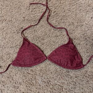 SHEIN Leopard Print Bikini Top in Burgundy